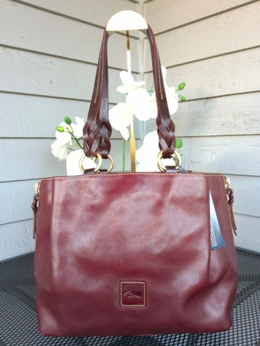 Dooney & Bourke Florentine Barlow Bourdeux Leather Braided-Handle Shoulder Bag